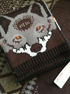 Bay Sky Knit Grey Wolf Scarf 72" Long Brown Winter Traditional NWT